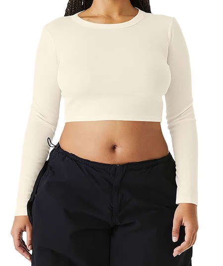 Bella + Canvas Women's Micro Rib Long Sleeve Crop T-shirt