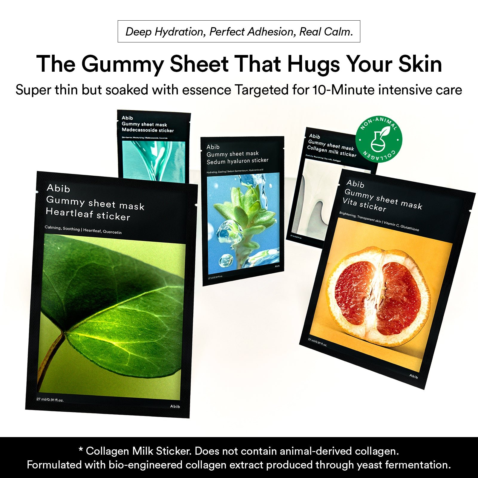 Gummy Sheet Mask Non-Animal Collagen Milk Sticker (10 Sheets)