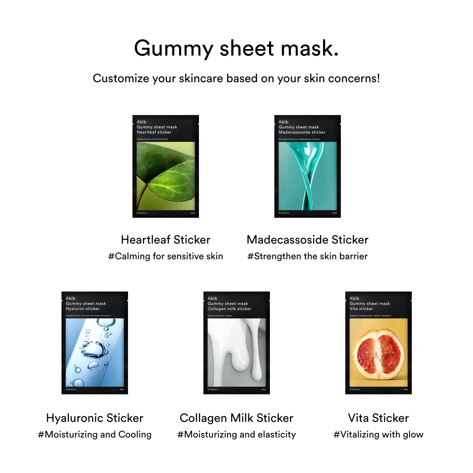 Gummy Sheet Mask Non-Animal Collagen Milk Sticker (10 Sheets)